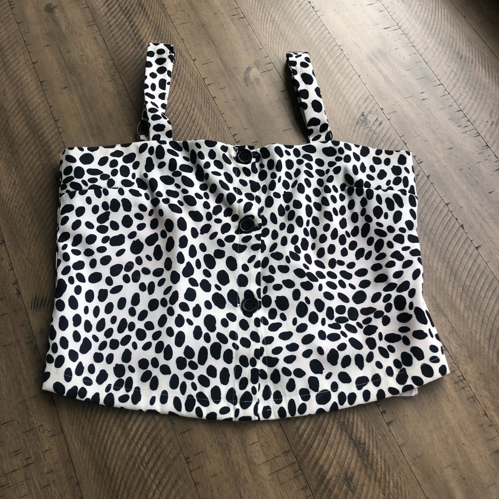 Mpc Button Up Dalmatian Crop Top - image 1